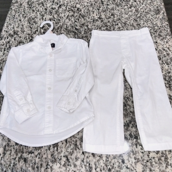 The Children's Place long sleeve white button top,white unbranded pants - Picture 1 of 3
